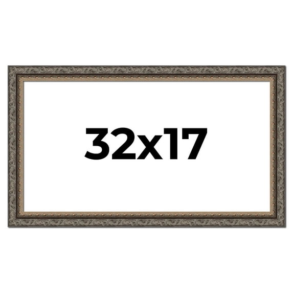 32x17 Frame Black Real Wood Picture Frame Width 2 inches | Interior Frame Depth 0.5 inches | Fitz