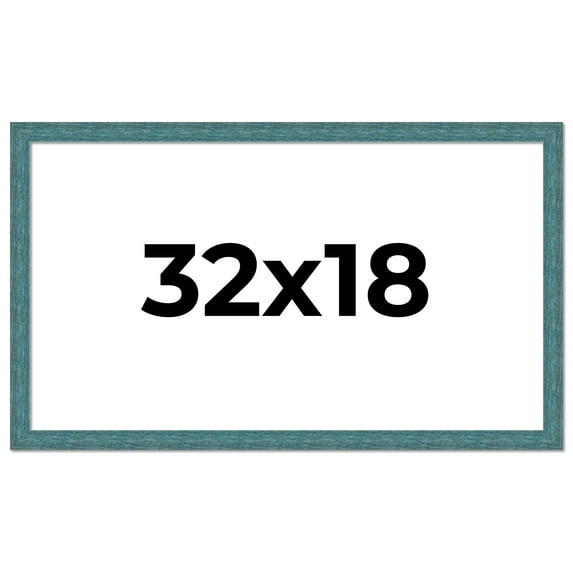 32x18 Frame Blue Rustic Barnwood Solid Wood Picture Frame Width 1.25 Inches | Interior Depth 0.5