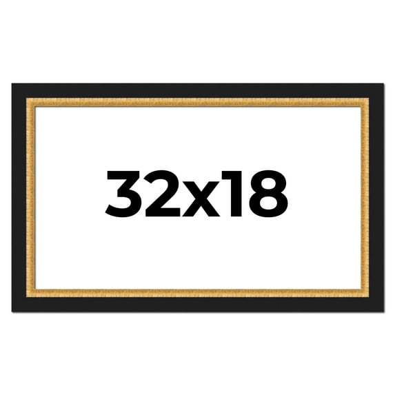 32x18 Frame Gold Real Wood Picture Frame Width 2.25 Inches | Interior Frame Depth 0.5 Inches |