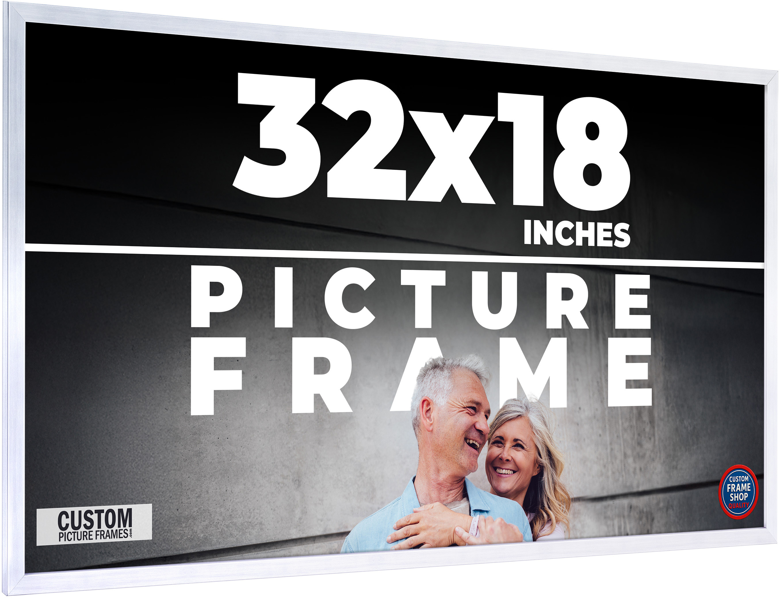 32x18 Frame Silver Real Wood Picture Frame Width 0.75 inches | Interior ...