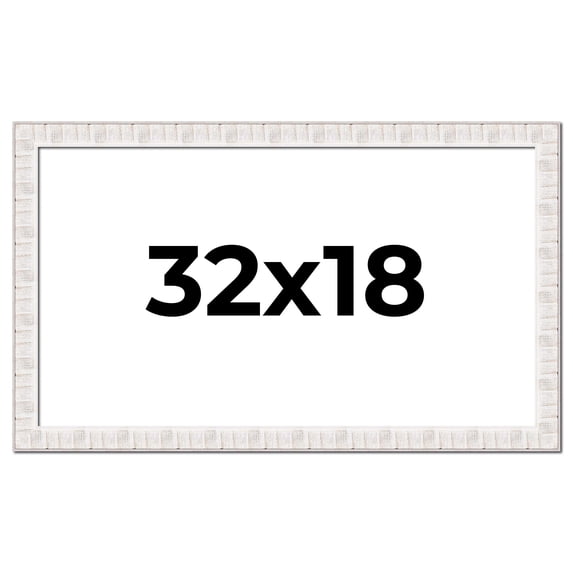 32x18 Frame White Sonoma Rustic Wood Picture Frame | 1.5 Inch Moulding Width | Complete with UV