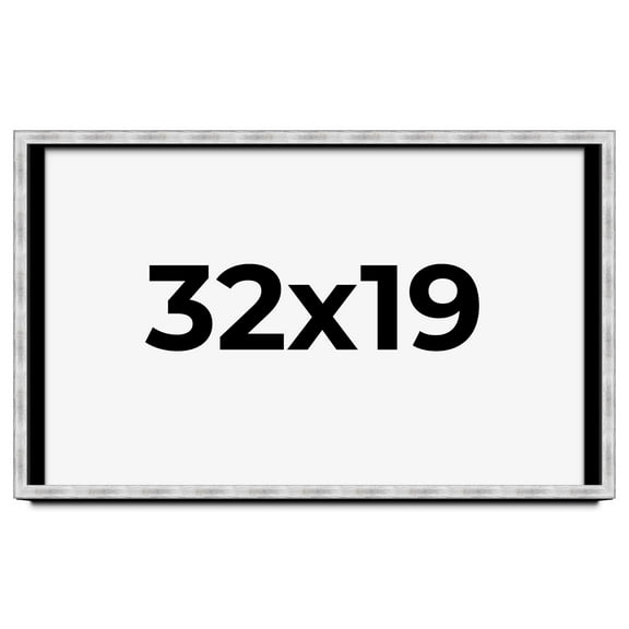 32x19 Frame Brushed Silver Solid Wood Picture Frame | 0.75 Inch Moulding Width | Rabbet Depth 0.75