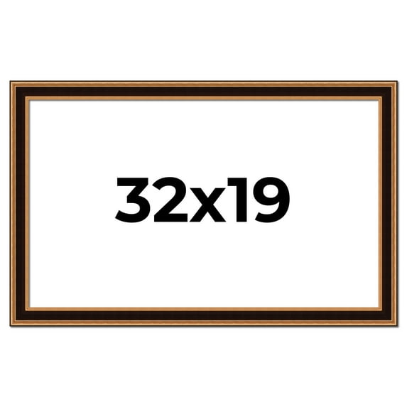 32x19 Frame Gold Brown Plein Air Vintage Solid Wood Picture Frame | 1.75 Inches Moulding Width |