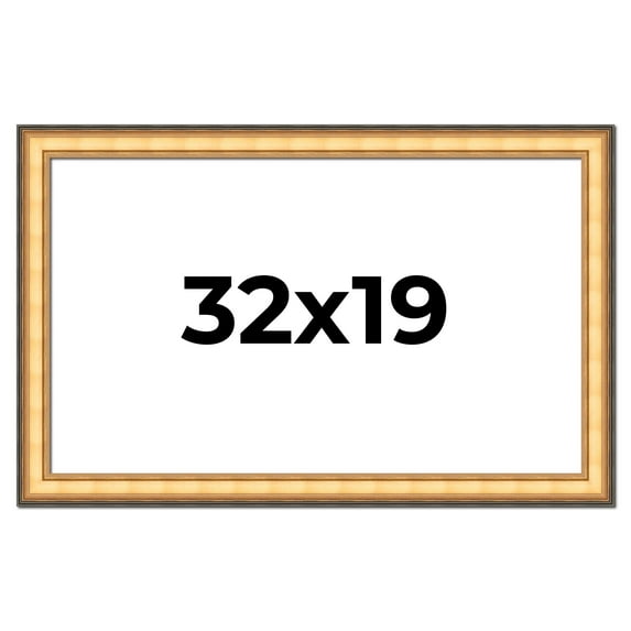 32x19 Frame Gold Plein Aire Solid Wood Picture Frame Width 2 Inches | Interior Frame Depth 0.5