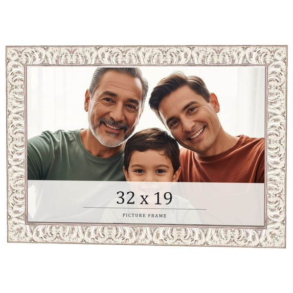 32x19 Frame White Real Wood Picture Frame Width 1.5 inches | Interior Frame Depth 0.5 inches |
