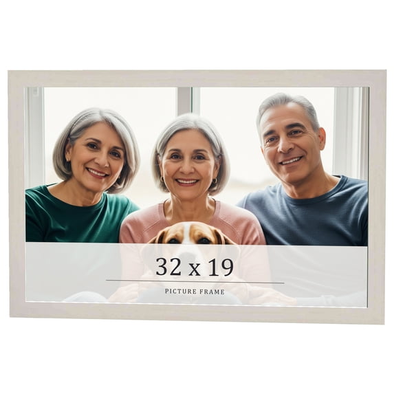 32x19 Frame White Wheat Solid Wood Picture Frame | Moulding Width 0.75 Inches | Interior Depth 0.5