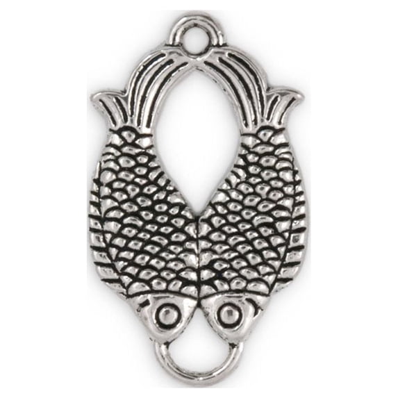 32x19mm Pewter Double Fish Charm (Package of 1)