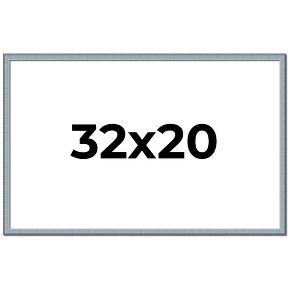 32x20 Frame Blue Scuffed Farm Board Solid Wood Picture Frame Width 0.75 Inches | Interior Depth 0.5