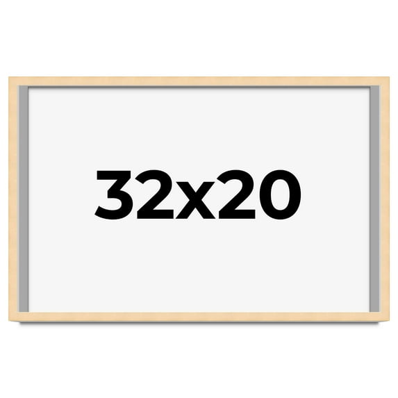 32x20 Frame Natural Wood Picture Frame | 0.75 Inch Moulding Width | with UV Acrylic Plexiglass,