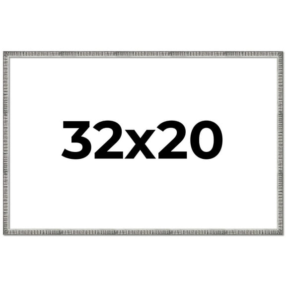 32x20 Frame Silver Grey Distressed Solid Wood Picture Frame | 0.75 Inch Moulding Width | Interior