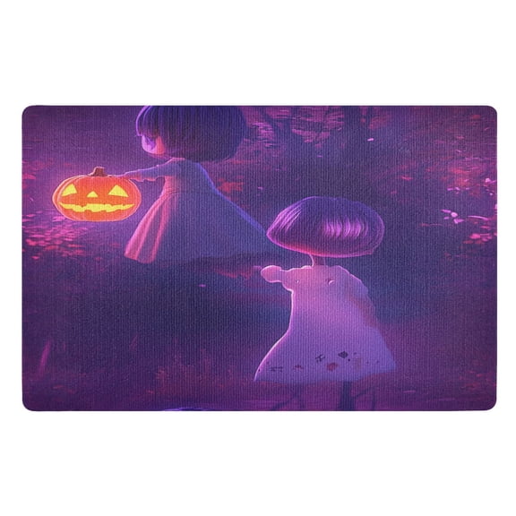32x20 Inch Doormat Indoor Entrance Mat Entrance Welcome Mat Outdoor Mats for Front Door A Cute Little Witch Girl