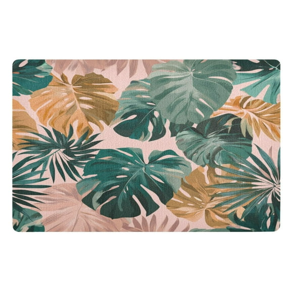 32x20 Inch Doormat Indoor Entrance Mat Entrance Welcome Mat Outdoor Mats for Front Door Abstract Tropical Leaves Pattern