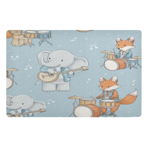 32x20 Inch Doormat Indoor Entrance Mat Entrance Welcome Mat Outdoor Mats for Front Door Animals Playing Musical Instruments