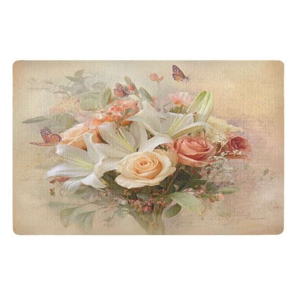 32x20 Inch Doormat Indoor Entrance Mat Entrance Welcome Mat Outdoor Mats for Front Door Beautiful Floral Bouquet