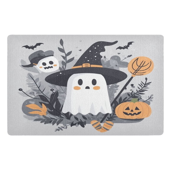 32x20 Inch Doormat Indoor Entrance Mat Entrance Welcome Mat Outdoor Mats for Front Door Cute Cartoon Witch and Ghost Character