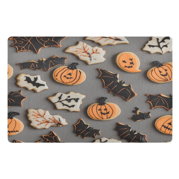 32x20 Inch Doormat Indoor Entrance Mat Entrance Welcome Mat Outdoor Mats for Front Door Halloween-themed Cutout Cookies Decorated
