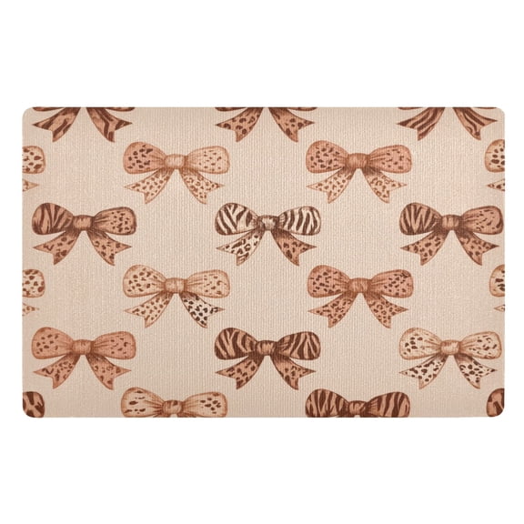 32x20 Inch Doormat Indoor Entrance Mat Entrance Welcome Mat Outdoor Mats for Front Door Leopard Print Bow