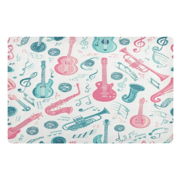 32x20 Inch Doormat Indoor Entrance Mat Entrance Welcome Mat Outdoor Mats for Front Door Musical Notes and Instruments