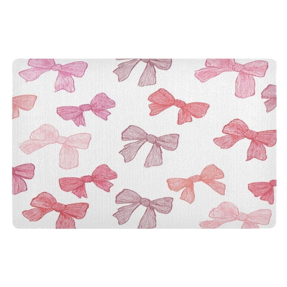 32x20 Inch Doormat Indoor Entrance Mat Entrance Welcome Mat Outdoor Mats for Front Door Pink Bows Pattern