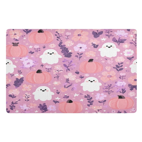 32x20 Inch Doormat Indoor Entrance Mat Entrance Welcome Mat Outdoor Mats for Front Door Pink Pastel Cute Halloween Pattern