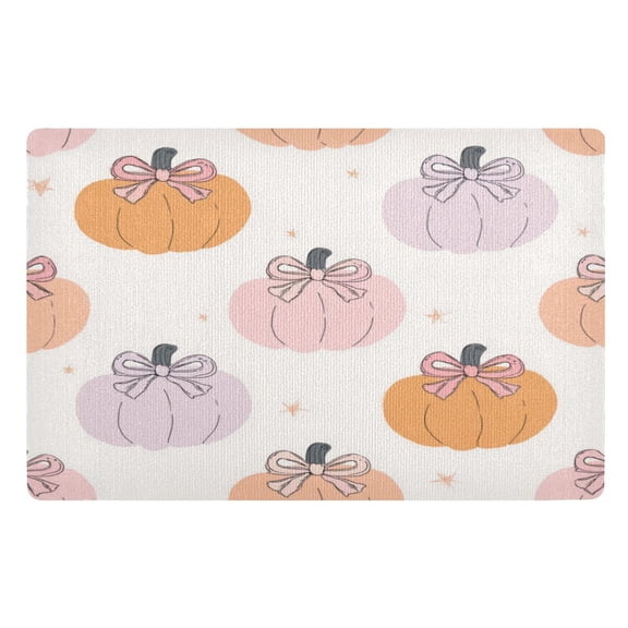 32x20 Inch Doormat Indoor Entrance Mat Entrance Welcome Mat Outdoor Mats for Front Door Pumpkins with Bows