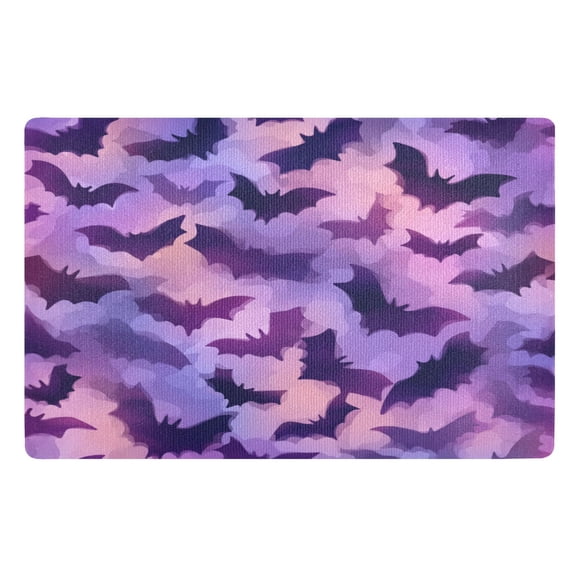32x20 Inch Doormat Indoor Entrance Mat Entrance Welcome Mat Outdoor Mats for Front Door Purple Bats Pattern