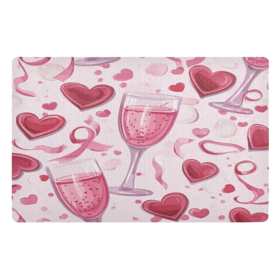 32x20 Inch Doormat Indoor Entrance Mat Entrance Welcome Mat Outdoor Mats for Front Door Red Heart-shaped Bubbles
