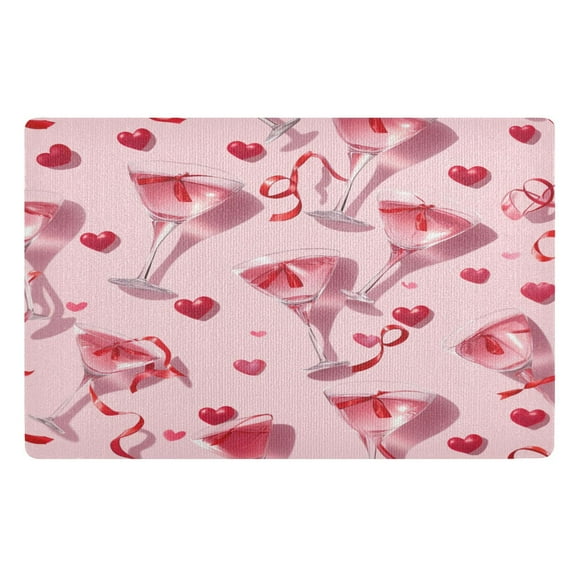 32x20 Inch Doormat Indoor Entrance Mat Entrance Welcome Mat Outdoor Mats for Front Door Red Wine Glass