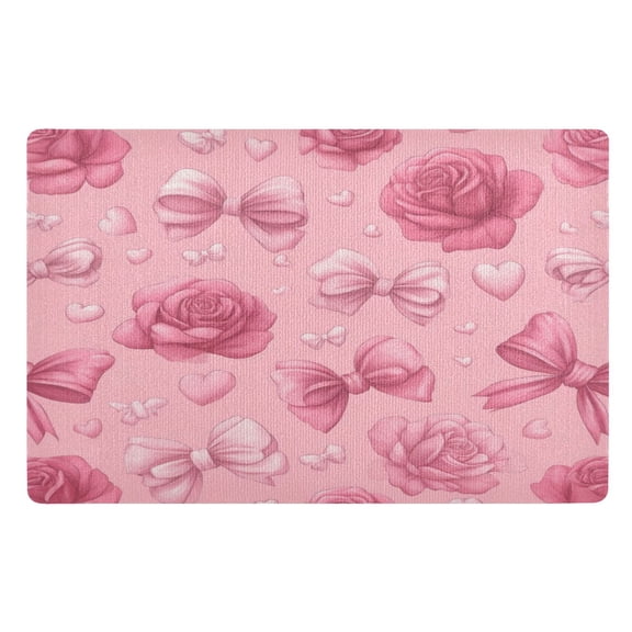 32x20 Inch Doormat Indoor Entrance Mat Entrance Welcome Mat Outdoor Mats for Front Door Roses and Bows Pattern