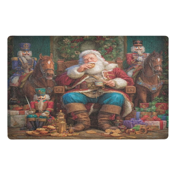 32x20 Inch Doormat Indoor Entrance Mat Entrance Welcome Mat Outdoor Mats for Front Door Santa Eating Cookies