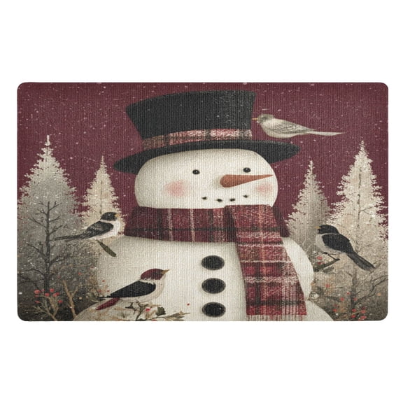32x20 Inch Doormat Indoor Entrance Mat Entrance Welcome Mat Outdoor Mats for Front Door Snowman and Birds