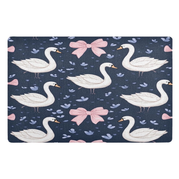 32x20 Inch Doormat Indoor Entrance Mat Entrance Welcome Mat Outdoor Mats for Front Door Swans and Pink Bows
