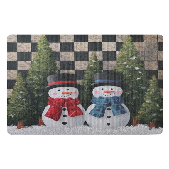 32x20 Inch Doormat Indoor Entrance Mat Entrance Welcome Mat Outdoor Mats for Front Door Two Snowmen Pattern
