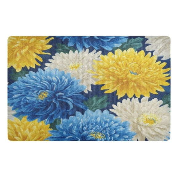 32x20 Inch Doormat Indoor Entrance Mat Entrance Welcome Mat Outdoor Mats for Front Door Yellow and White Chrysanthemum