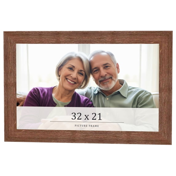 32x21 Frame Brown Farmhouse Solid Wood Picture Frame Width 1.5 Inches | Interior Frame Depth 0.5