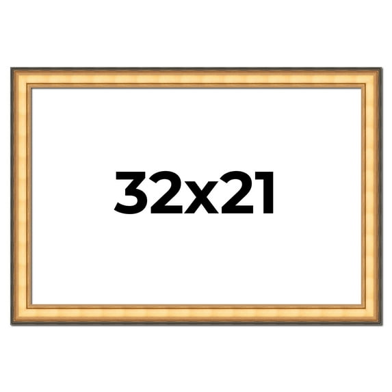 32x21 Frame Gold Plein Aire Solid Wood Picture Frame Width 2 Inches | Interior Frame Depth 0.5