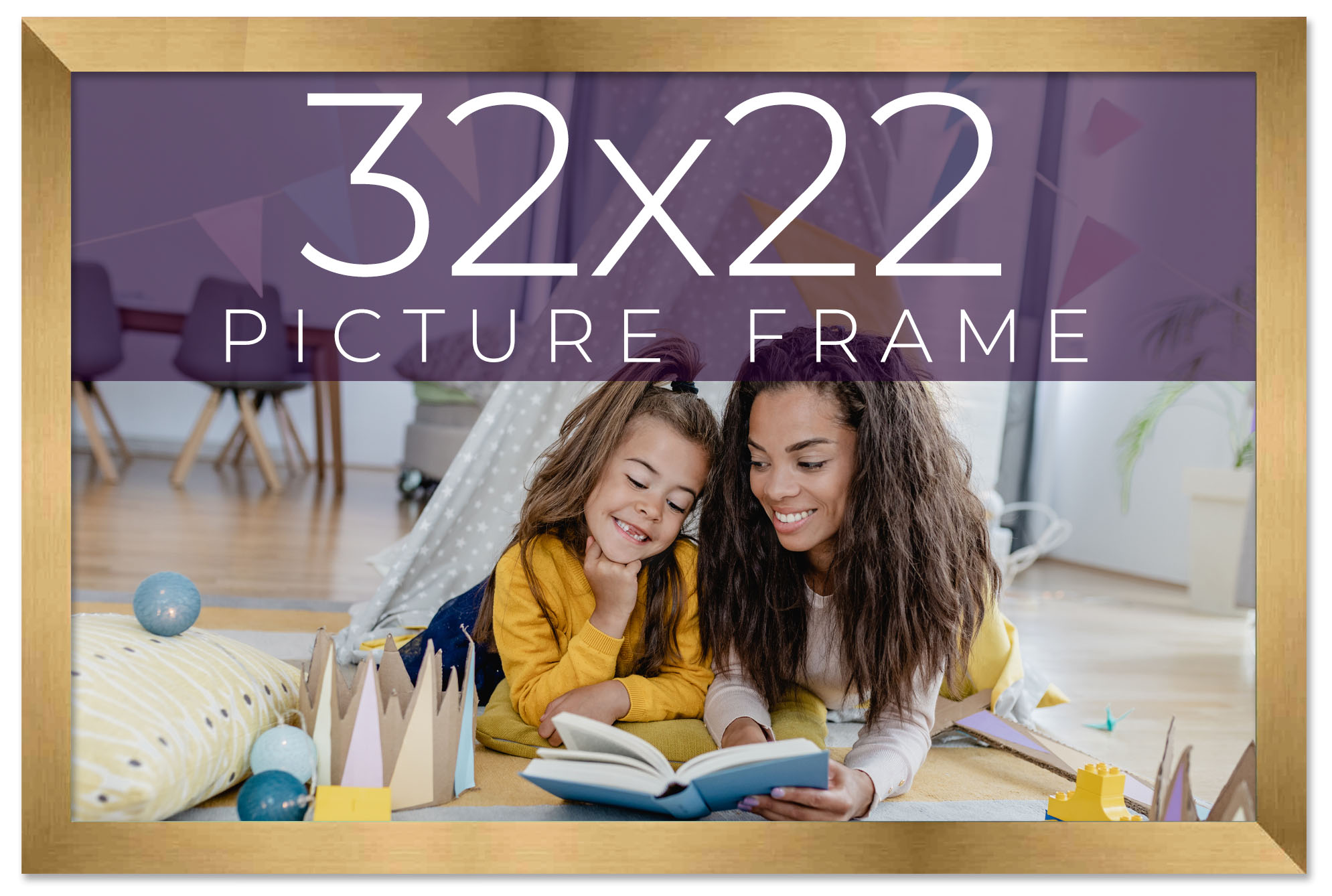 32x22 Frame Gold Bronze Solid Wood Picture Frame Width 0.75 Inches ...