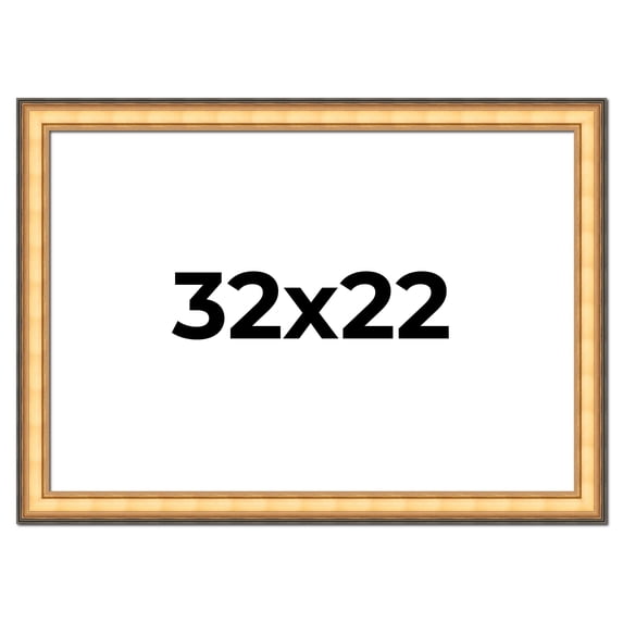 32x22 Frame Gold Plein Aire Solid Wood Picture Frame Width 2 Inches | Interior Frame Depth 0.5