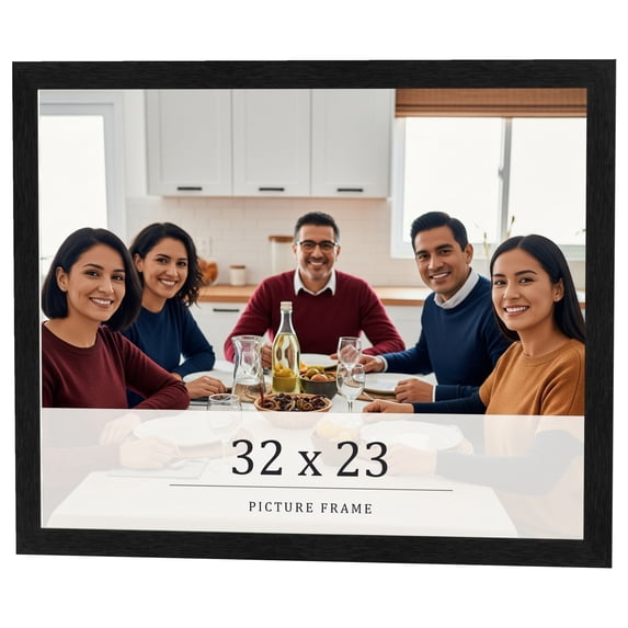 32x23 Frame Black Charcoal Grey Wood Textured Picture Frame | 0.75 Inch Moulding Width | Gunmetal