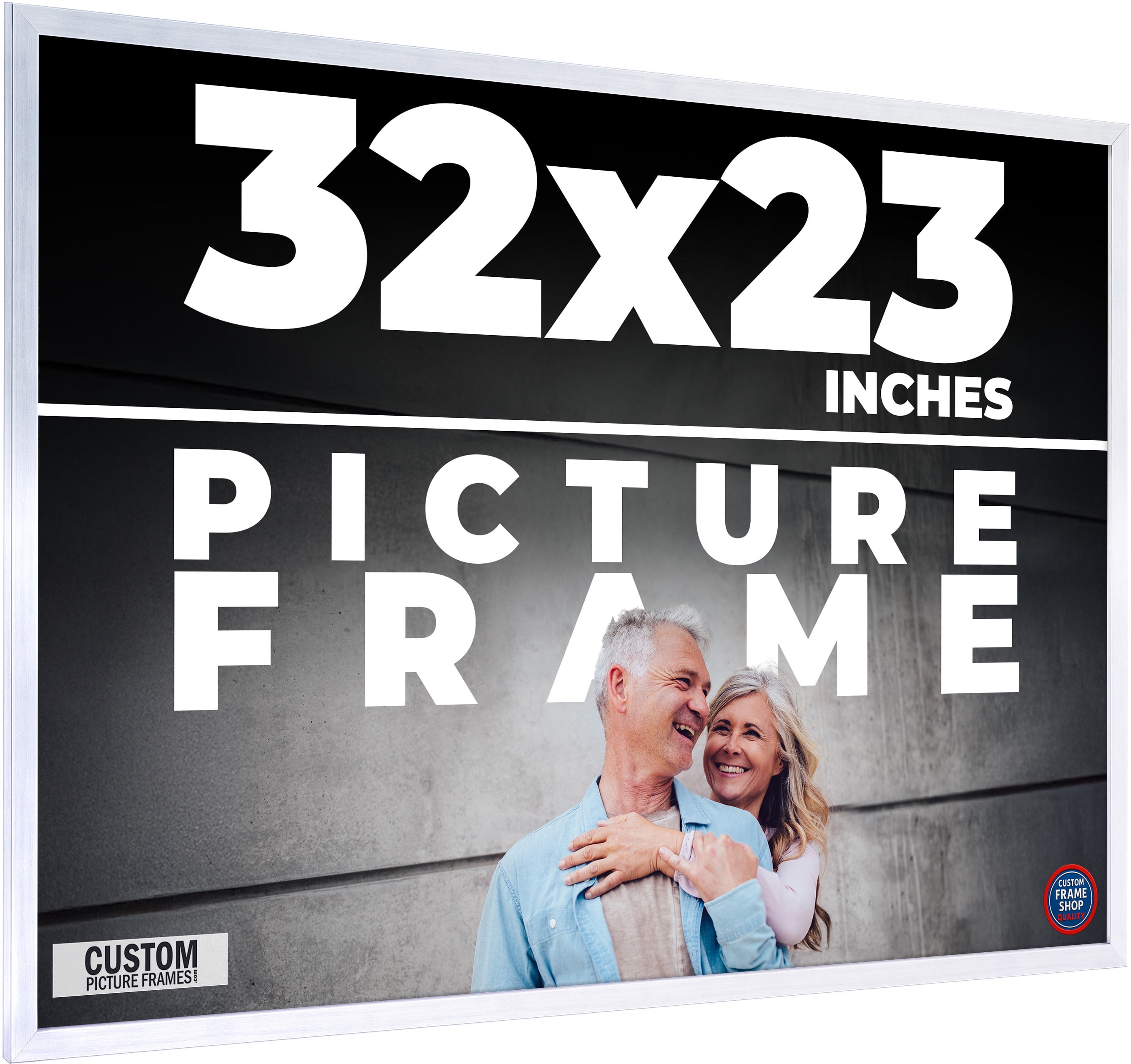 32x23 Frame Silver Stainless Steel Solid Wood Picture Frame | 0.75 Inch ...