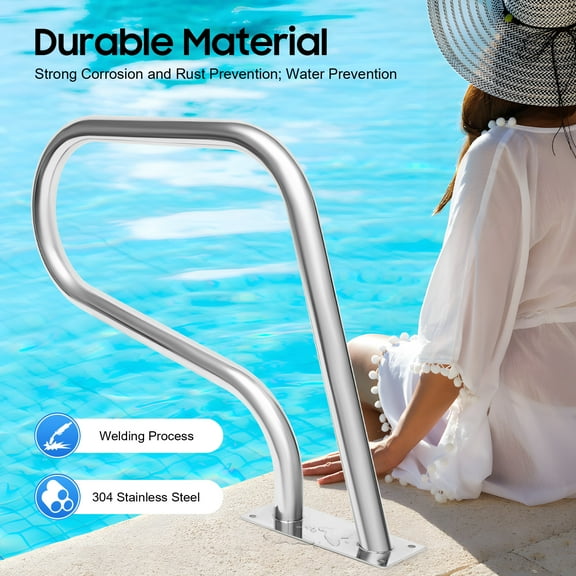 32x23"Pool Railing for In ground Pool Stainless Steel Pool Safety Handrail for Domestic&Commercial Use