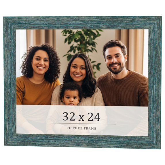 32x24 Frame Blue Rustic Barnwood Solid Wood Picture Frame Width 1.25 Inches | Interior Depth 0.5