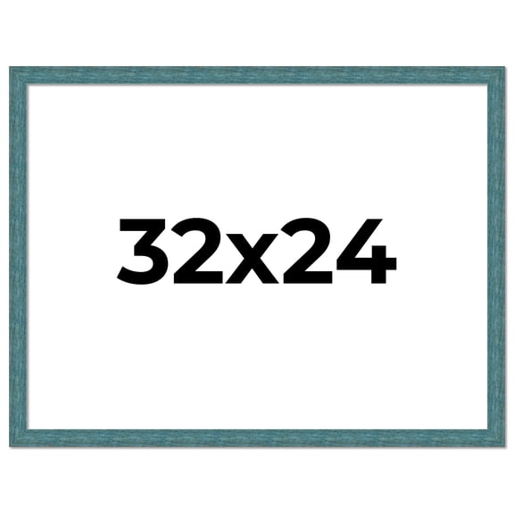 32x24 Frame Blue Rustic Barnwood Solid Wood Picture Frame Width 1.25 Inches | Interior Depth 0.5