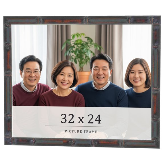 32x24 Frame Brown Bamboo with Dark Coffee/Walnut Finish | Solid Wood Picture Frame Width 0.75