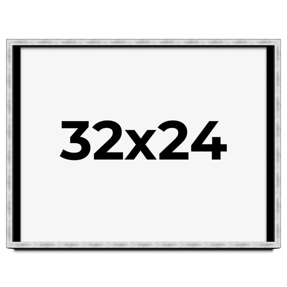 32x24 Frame Brushed Silver Solid Wood Picture Frame | 0.75 Inch Moulding Width | Rabbet Depth 0.75