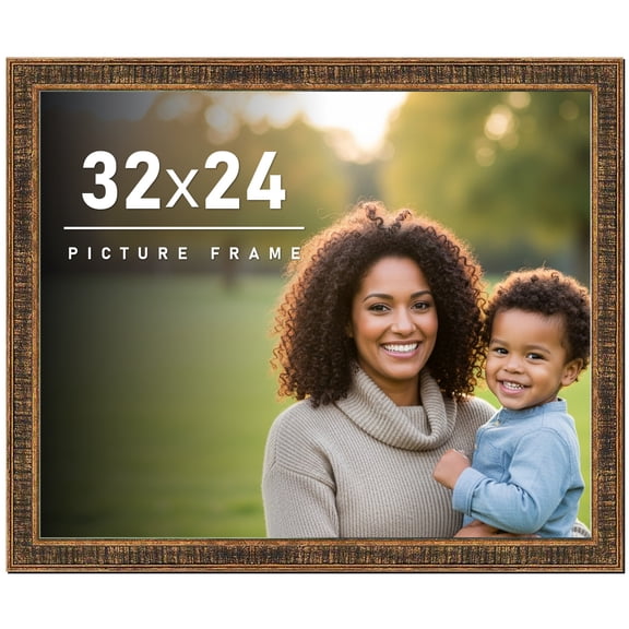 32x24 Frame Gold Picture Frame - Complete Modern Photo Frame Includes UV Acrylic Shatter Guard