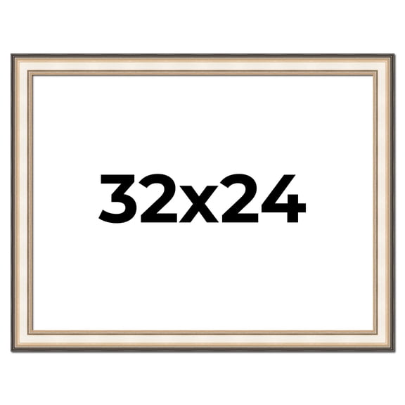 32x24 Frame Gold Silver Plein Aire 2" Inch Wide Moulding Solid Wood Picture Frame | Modena