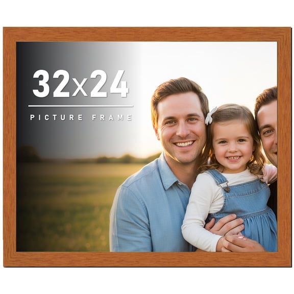 32x24 Frame Honey Pecan Brown Picture Frame - Modern Photo Frame Includes UV Acrylic Shatter Guard