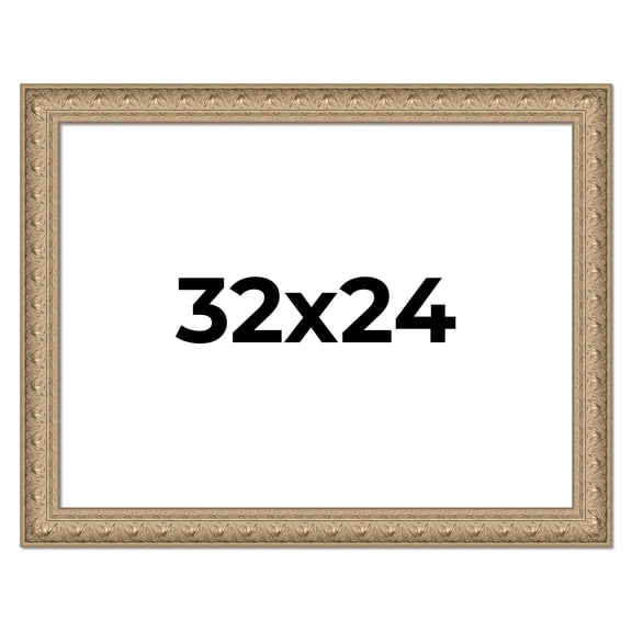 32x24 Frame Ornate Silver Beaded Solid Wood Picture Frame Width 2.5 Inches | Interior Depth 1