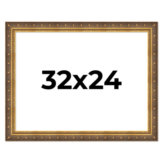 32x24 Frame Vintage Gold Solid Wood Picture Frame | 2.5 Inch Moulding Width | Ornate Bronze Museo